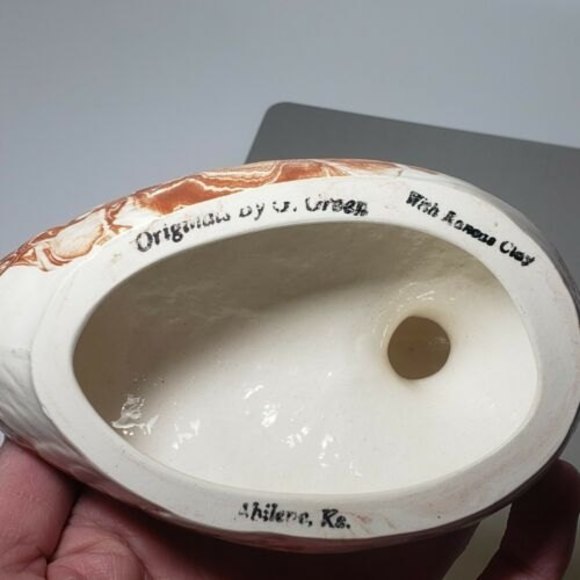 Originals By G. Green Duck Figurine Kansas Clay Brown White Swirled 6"x3… - Picture 8 of 9